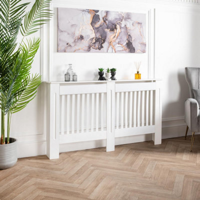 Home Treats Designer Large White Wooden Mdf Radiator Cover