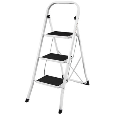 Home Vida 3 Step Ladder With Anti Slip Mat Foldable Stool DIY at B Q