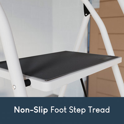 Home Vida 3 Step Ladder With Handrail Anti-Slip Mat Foldable Stool (H ...