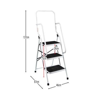Home Vida 3 Step Ladder With Handrail Anti-Slip Mat Foldable Stool