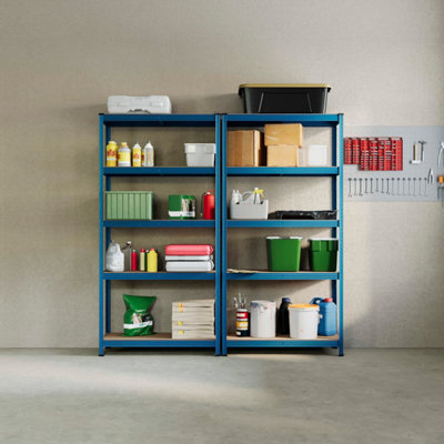 Home Vida 5 Tier Blue Heavy Duty Adjustable Steel Garage Shelving Unit ...