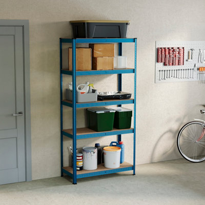 Home Vida 5 Tier Blue Heavy Duty Adjustable Steel Garage Shelving Unit ...