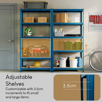 Home Vida 5 Tier Blue Heavy Duty Adjustable Steel Garage Shelving Unit (H)1500mm (W)700mm - 875kg Weight Capacity