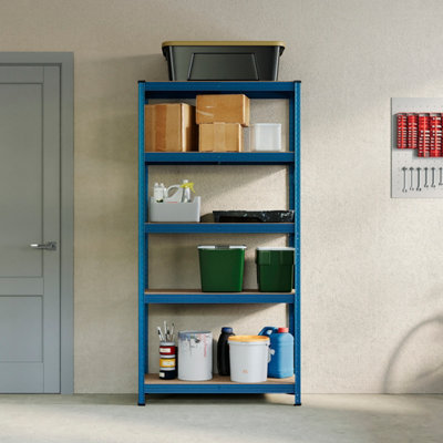 Home Vida 5 Tier Blue Heavy Duty Adjustable Steel Garage Shelving Unit (H)1500mm (W)700mm - 875kg Weight Capacity