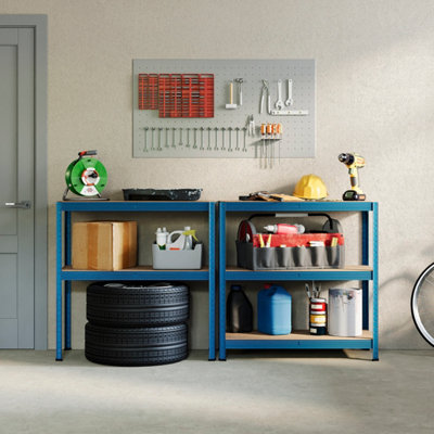 Home Vida 5 Tier Blue Heavy Duty Adjustable Steel Garage Shelving Unit (H)1500mm (W)700mm - 875kg Weight Capacity