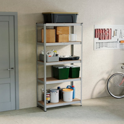 Home Vida 5 Tier Galvanised Heavy Duty Adjustable Steel Garage Shelving Unit (H)1500mm (W)700mm - 875kg Weight Capacity