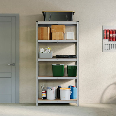 Home Vida 5 Tier Galvanised Heavy Duty Adjustable Steel Garage Shelving Unit (H)1500mm (W)700mm - 875kg Weight Capacity