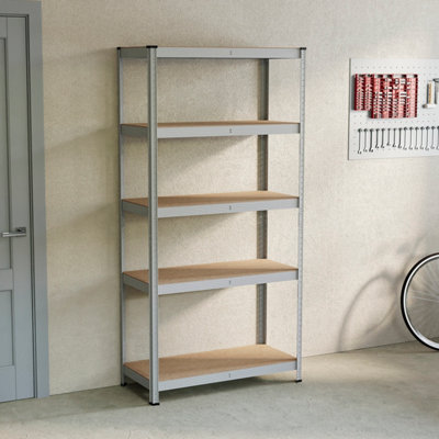 Home Vida 5 Tier Galvanised Heavy Duty Adjustable Steel Garage Shelving Unit (H)1500mm (W)700mm - 875kg Weight Capacity
