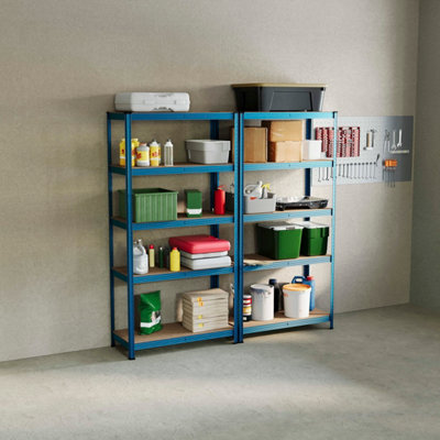 Home Vida 5 Tier Large Blue Heavy Duty Adjustable Steel Garage Shelving Unit (H)1800mm (W)900mm - 875kg Weight Capacity (Set of 2)