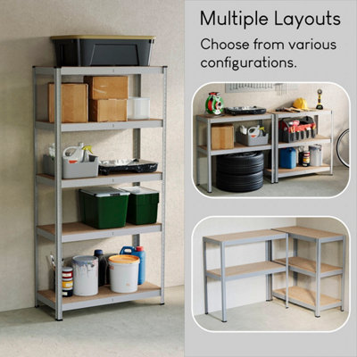 Home Vida 5 Tier Large Galvanised Heavy Duty Adjustable Steel Garage Shelving Unit (H)1800mm (W)900mm - 875kg Weight Capacity