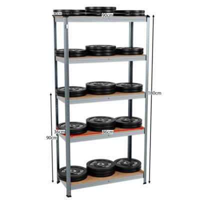 Home Vida 5 Tier Large Galvanised Heavy Duty Adjustable Steel Garage Shelving Unit (H)1800mm (W)900mm - 875kg Weight Capacity