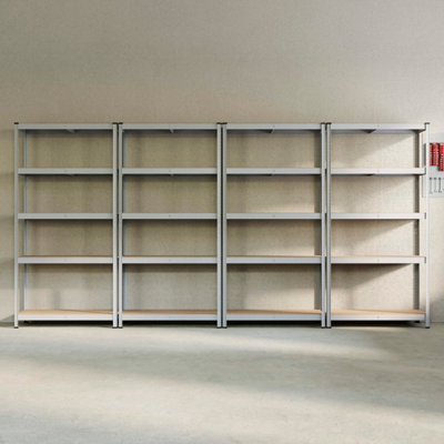 Home Discount 5 etages zware plank staal rek keukengarage rek, 875 kg capaciteit, groot, zwart