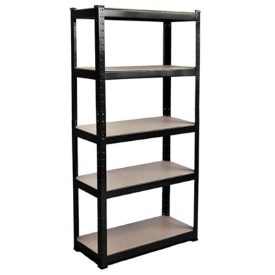 Home Vida 5 Tier Large Shelf Black Heavy Duty Shelving Unit (H)1800mm (W)900mm