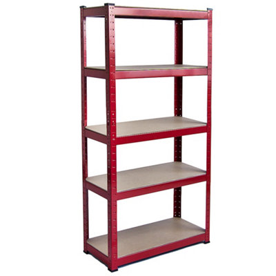 Home Vida 5 Tier Large Shelf Red Heavy Duty Shelving Unit (H)1800mm (W)900mm