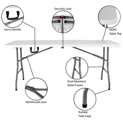 Home Vida Foldable 6ft Heavy Duty Folding Camping Picnic Garden Portable Table