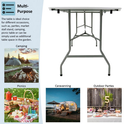 Home Vida Foldable 6ft Heavy Duty Folding Camping Picnic Garden Portable Table