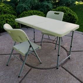 Home Vida Folding 3 Piece Set - 4ft Heavy Duty Portable Folding Table & Chairs - Ready Assembled