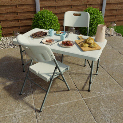 Home Vida Folding 3 Piece Set - 4ft Heavy Duty Portable Folding Table ...