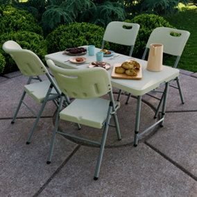 Home Vida Folding 5 Piece Set - 4ft Heavy Duty Portable Folding Table & Chairs - Ready Assembled