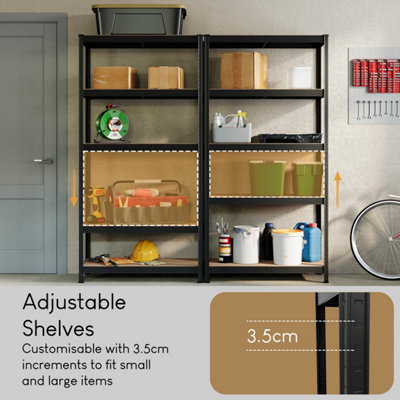 Home Vida Large Heavy Duty Adjustable Black Steel Garage & Shed ...