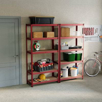 Home Vida Large Heavy Duty Adjustable Red Steel Garage & Shed Workbench ...