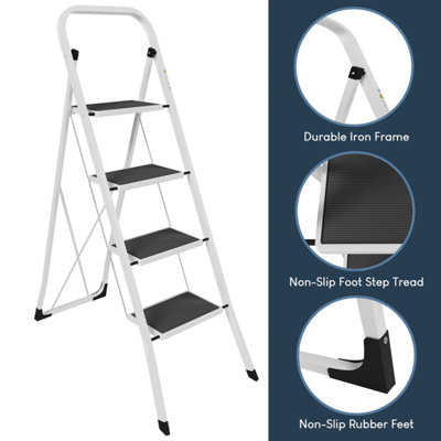 Trapladder met 4 treden met veiligheidsleuningen, anti-slip van Home Vida