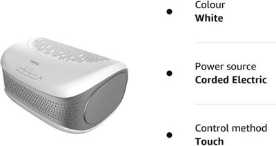 HoMedics TotalClean Desktop Air Purifier 360 Degree HEPA Filter Small Air Purifier 3 Speed Settings White
