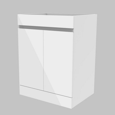Homefast Bathrooms 600mm Gloss White Bathroom Vanity Unit without Basin