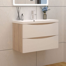 Bathroom Vanity Corner Unit, Oak Sink Cabinet, Ceramic Basin Tap & Plug  Option