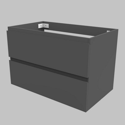 Homefast Bathrooms 800mm Bathroom Vanity Unit without Basin Matt Grey 2 Soft Close Drawers Wall
