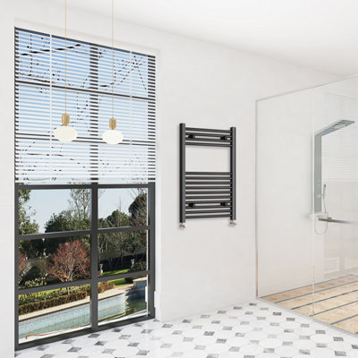 HOMEFAST Bathrooms 800x400mm Radiator Black Straight Vertical at B&Q