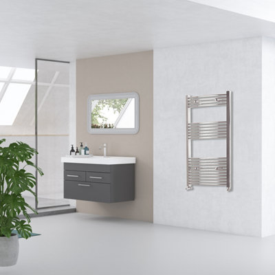 Homefast Bathrooms Designer Curved Radiator Chrome 1200x500mm High Output Heating DIY at B Q