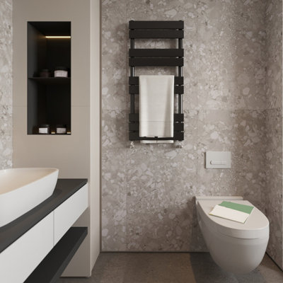 Homefast Bathrooms Designer Radiator Black 1000x450mm High Output Heating DIY at B Q