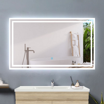 Homefast Bathrooms Illuminated LED Bathroom Mirror,Fogless,Single Touch ...