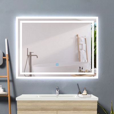 Homefast Bathrooms Illuminated LED Bathroom Mirror,Fogless,Single Touch ...
