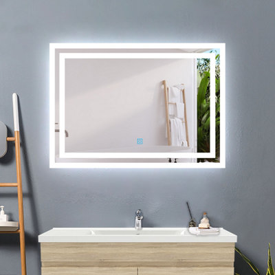 Homefast Bathrooms LED Illuminated Mirror with Shaver Socket,Antifog