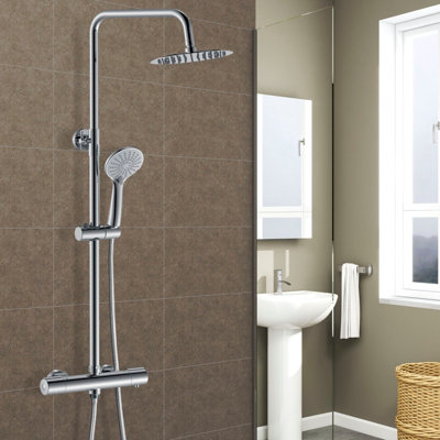 Homefast Bathrooms Modern Bathroom Thermostatic Mixer Shower Set Round ...