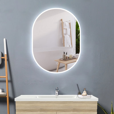 Homefast Bathrooms Oval LED Illuminated Bathroom Mirror Cool Light