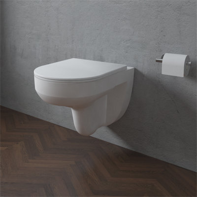 Homefast Bathrooms Rimless Wall Hung Toilet Uf Slim Soft Close Seat Single Hole Superspin Flush 1841