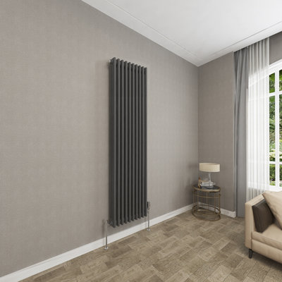 Homefast Bathrooms Stylish Radiator Anthracite 1800x470mm 3 Column With ...