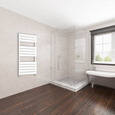 HOMEFAST Bathrooms Towel Rail White 1200x600mm Radiator Central Heating ...