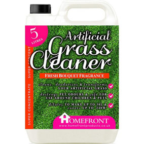 Homefront Artificial Grass Cleaner - Cleans and Sanitises Artificial Grass to Remove Germs, Stains, Odours, & Urine. Bouquet 5L