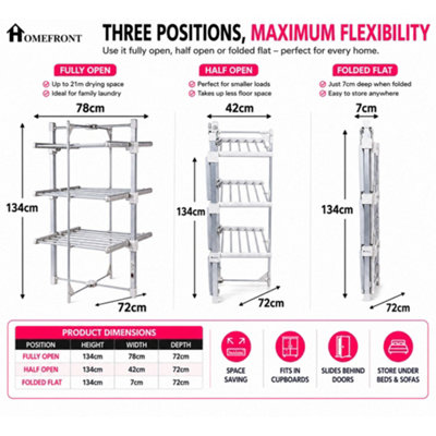 Homefront Electric Heated Clothes Airer Dryer Rack 330W Indoor 3-Tier ...