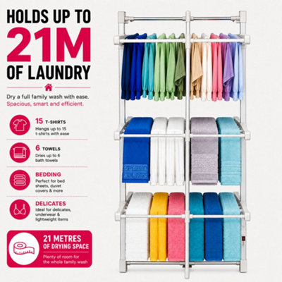 Homefront Electric Heated Clothes Airer Dryer Rack 330W Indoor 3-Tier ...