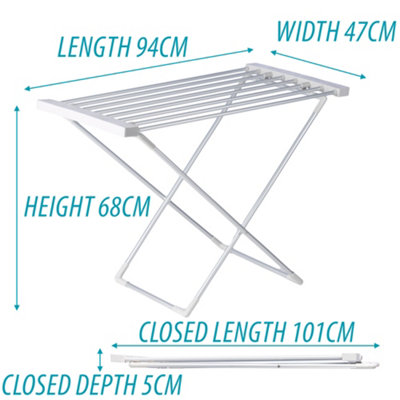 Homefront Electric Heated Clothes Horse Rail Airer Dryer 130W - Indoor Portable Free Standing - Energy Efficient, Low Energy