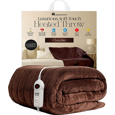 Homefront Electric Heated Throw in Chocolate. Easy To Use Digital Control - Machine  Washable - Ultra Soft, Cosy Finish | DIY at Bu0026Q