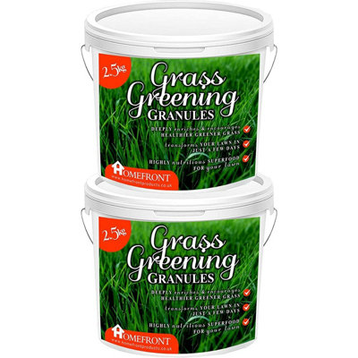 Homefront Grass Greening Granules Lawn Fertiliser - Strengthens, Greens and Creates Healthier Grass 5kg