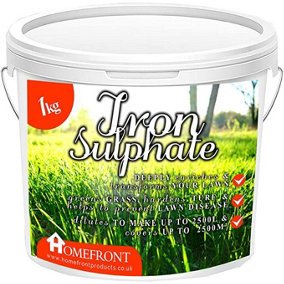 Homefront Iron Sulphate - Makes Grass Greener, Hardens Turf and Prevents Lawn Disease Makes upto 1000L & Covers upto 1000m2 1kg