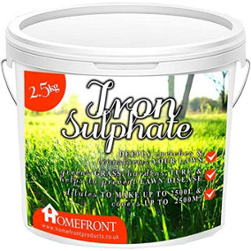 Homefront Iron Sulphate - Makes Grass Greener, Hardens Turf and Prevents Lawn Disease Makes upto 2500L & Covers upto 2500m2 2.5kg