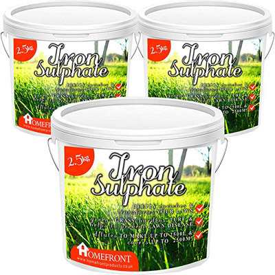 Homefront Iron Sulphate - Makes Grass Greener, Hardens Turf and Prevents Lawn Disease Makes upto 7500L & Covers upto 7500m2 7.5kg